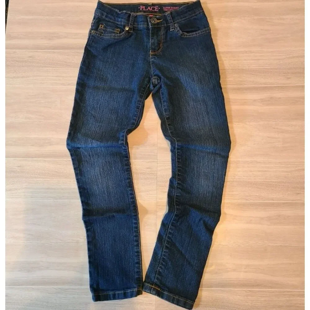 The Childrens Place Girls Jeans 8 Slim Blue Super Skinny Stretch Denim Pants